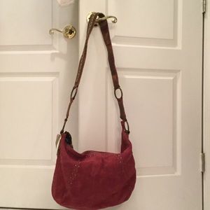 Betsy Johnson raspberry suede hobo style purse NWT hobnobs